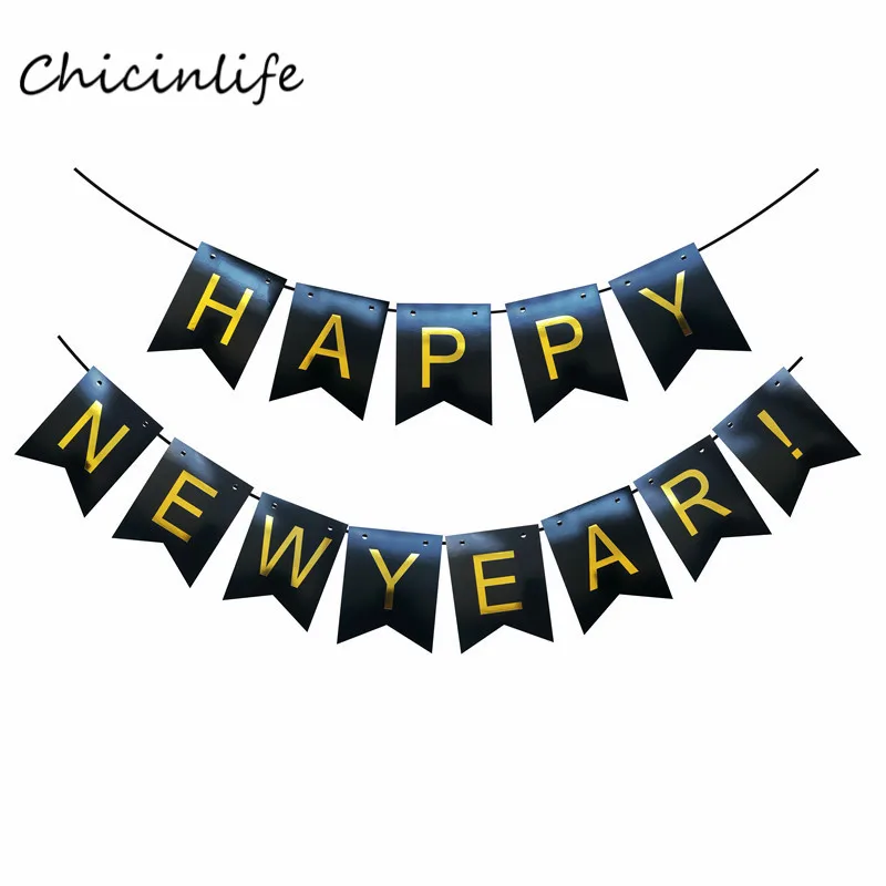 Chicinlife 1 Набор blackhappy новый год Баннер Новый год вечерние украшения новый год овсянка баннер гирлянда