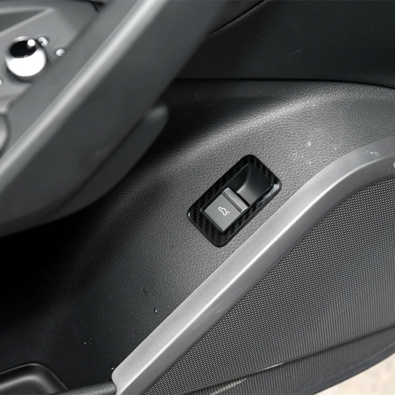 Car Door Trunk Switch Button Frame Decoration Sticker Carbon Pattern For Audi Q5 FY 2018-2022 Stainless Steel Interior Accessory