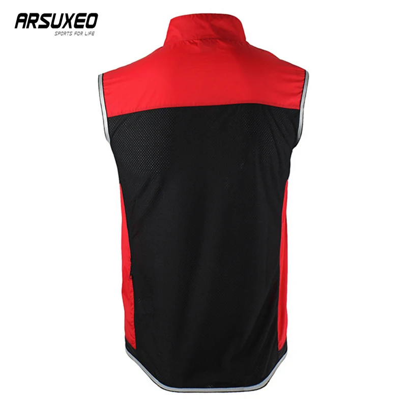 ARSUXEO Cycling Vest Man Bike Clothes Quick Dry Reflective Vest With Pocket MTB Vest Breathable Running Vest