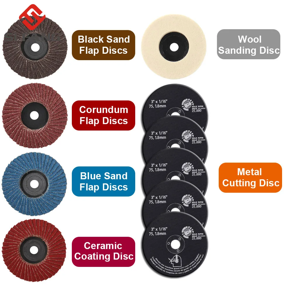 Discos de lijado de 3 pulgadas y 75mm, herramientas abrasivas de corte de madera para amoladora angular