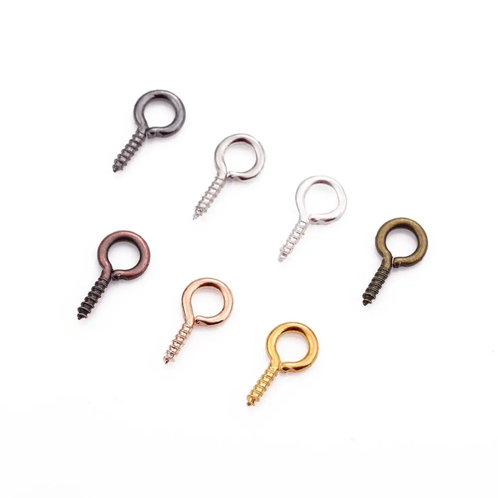 200Pcs Mix Color 4 5 6.5mm Tiny Mini Eye Pins Hooks Eyelets Screw Threaded Gold Clasps Hooks Jewelry Findings For Making DIY
