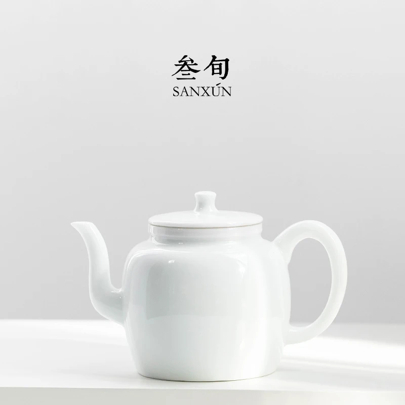 

|white ceramic teapot single pot of kung fu tea set household teapot filtering pot of Japanese handmade little teapot