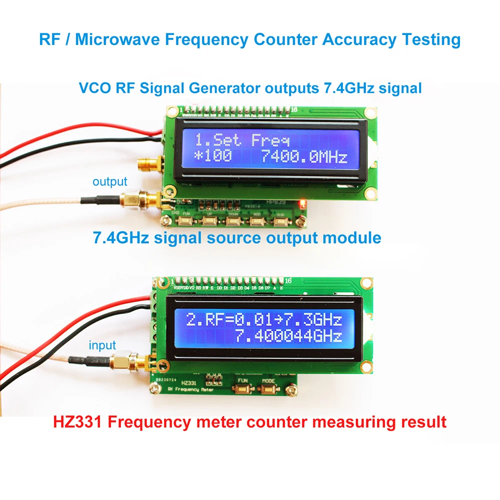 1Hz - 7.3GHz Microwave Frequency Counter Radio RF Frequency Meter 500KHz Pulse Accumulator Module