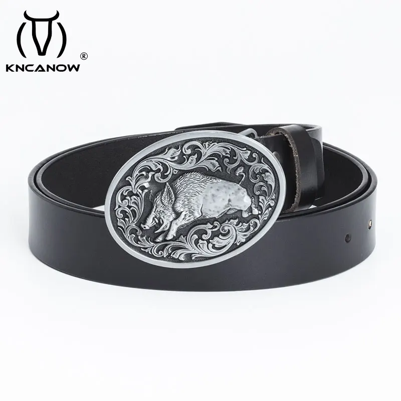 

Luxury Men's Novelty Pig Belt Buckle Metal Oval Animal Style Strap Cowboy Belts for 3.8cm Cute Hebilla Boyfriend Birthday Gifts