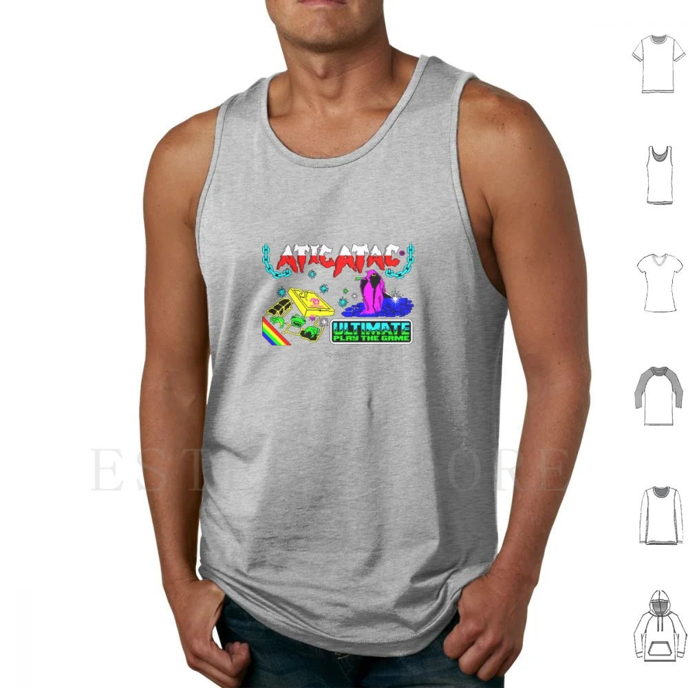 Atic Atac Retro Game Design Tank Tops Vest Sleeveless Retro Game Atic Atac Spectrum Commodore Zx Spectrum Speccy Gaming Geek