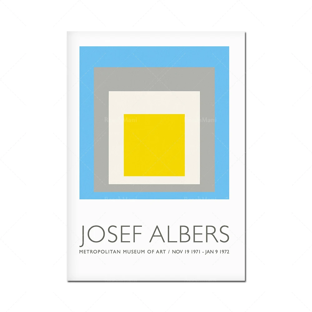 Josef Albers Exhibition Museum Poster, Adobe Variant Geometric Abstract Art Prints, The Return To The Angular Wall Picture Decor