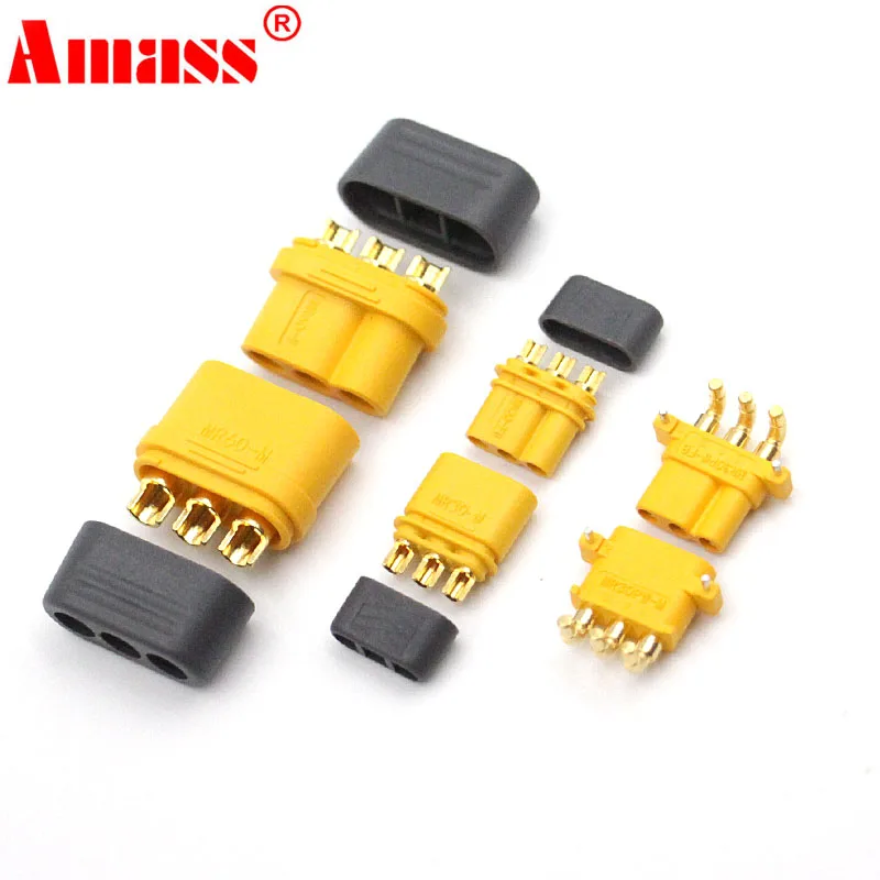 Amass MR30PW MR30 MR60 Male Female Connector Plug with Sheath PCB 3-PIN Motor ESC plug for Lipo Battery RC Multicopter Airplane