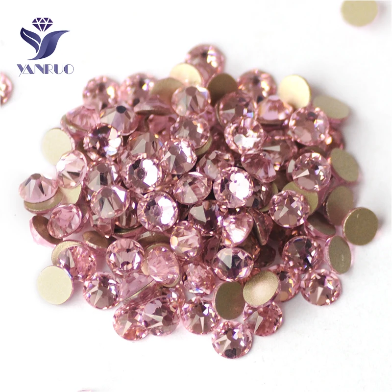 YANRUO 2088NoHF tutte le dimensioni Light Rose Flatback Glitter Strass Non Hotfix cristalli Strass di vetro per decorazioni per Nail Art