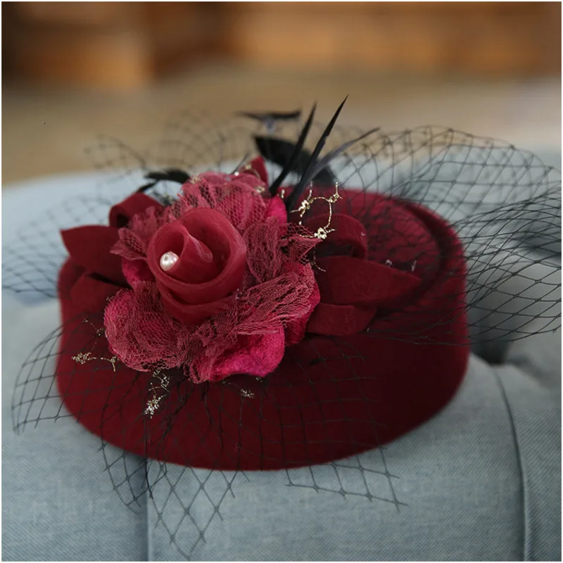 Noble Wool Fedoras Hat For Women Hat Fashion Bow-Knot Cap Vintage Elegant Female Cap Brand Soft Girls Chapeu Gauze Formal Hat