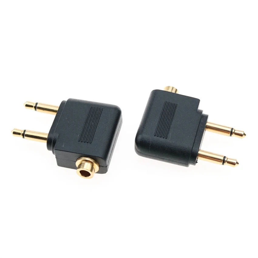 3.5mm to 2 x 3.5 mm Stereo Ear Audio Adapter Jack to Air Aircraft Airline Airplane for Headset Headphone