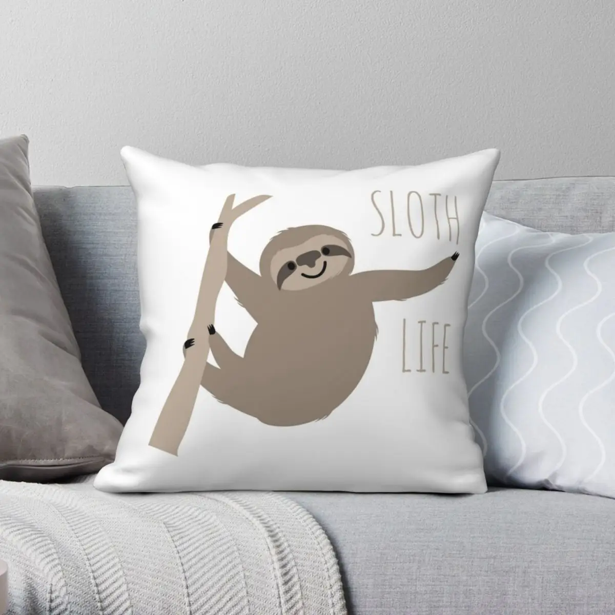 

Happy Lazy Sloth Sloth Life Square Pillowcase Polyester Linen Velvet Zip Decor Throw Pillow Case Sofa Seater Cushion Cover 18"