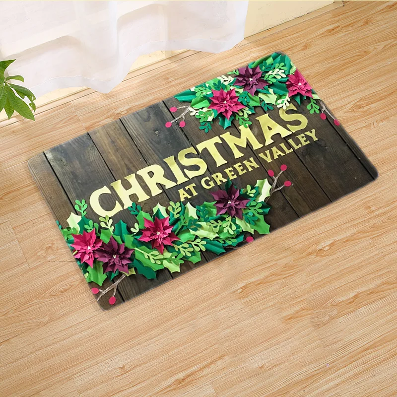 Christmas Bath Mat Kitchen Mat Living Room Balcony Bathroom Printed Carpet Doormat Hallway Bath Mat Toilet Christmas Decorate