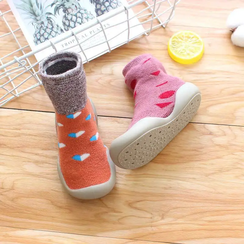 Children Anti-slip Shoes Newborn Baby Boy Girl Cotton Non-slip Floor Sock Rubber Sole Cartoon Indoor Booties Infant