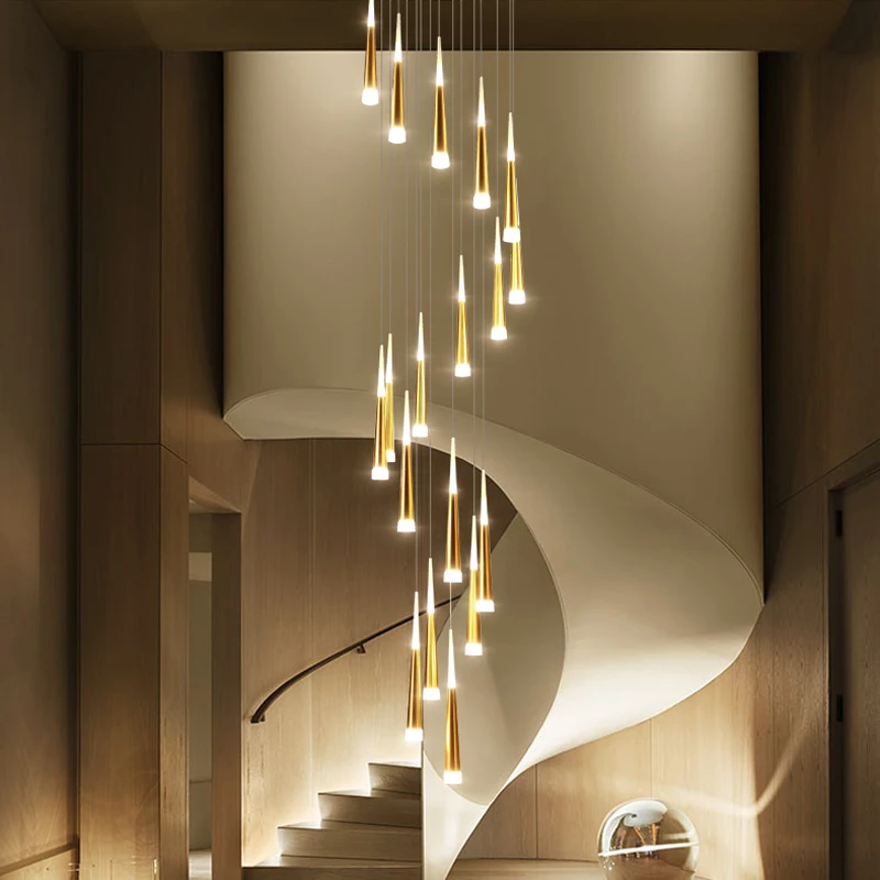 Staircase chandelier Living room Bedroom Kitchen Large long chandelier lighting Indoor home Decor LED tube chandelier