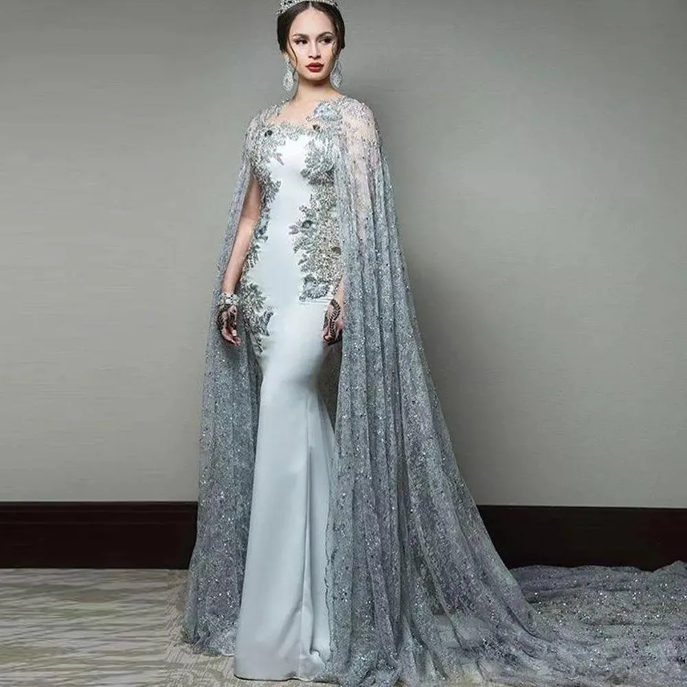 Elegant Formal Celebrity Dresses Mermaid Appliques Lace Beaded Long Evening Dresses Red Carpet Dresses