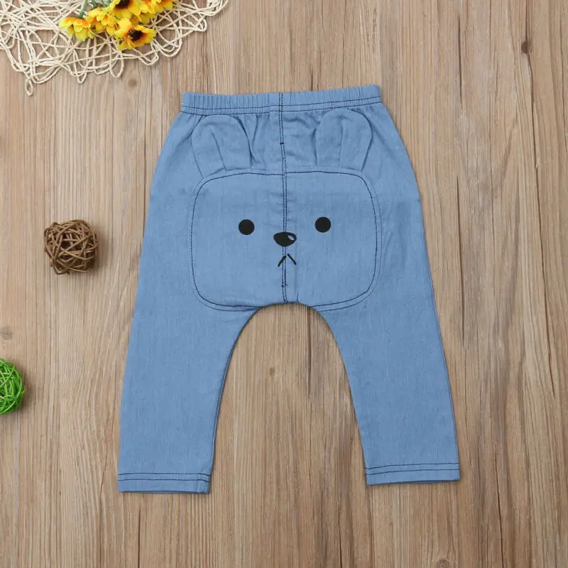 Cute Baby Pants Fashion Baby Boys Girls Denim Pants Animal Print Long Trousers Bottoms Kids Trousers Children Pant Baby Leggings