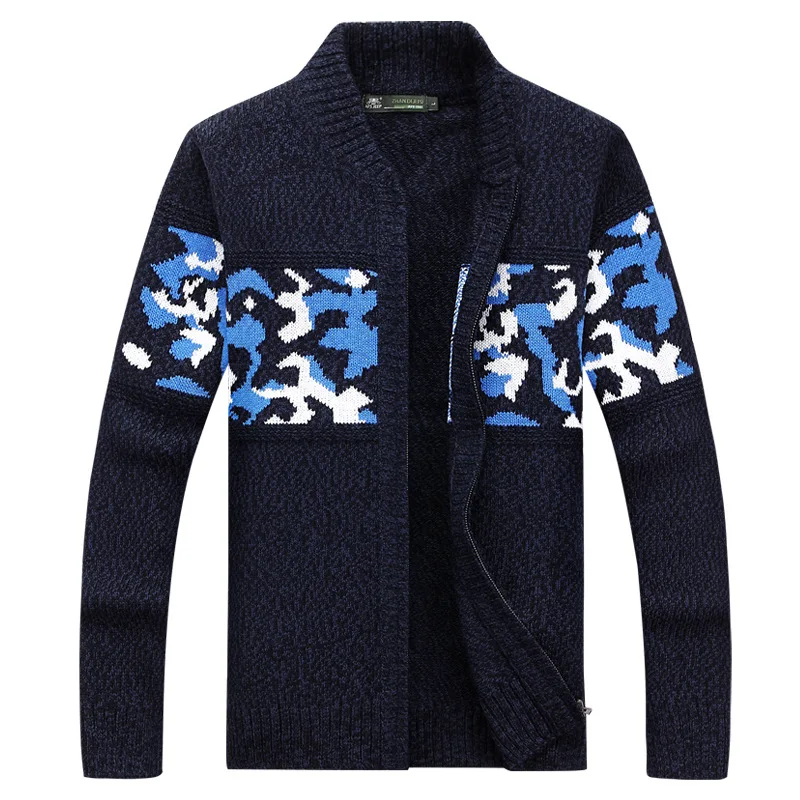 Cardigan épais en tricot pour hommes, manteau en laine, tricot fin à la mode, fermeture éclair complète, grande taille