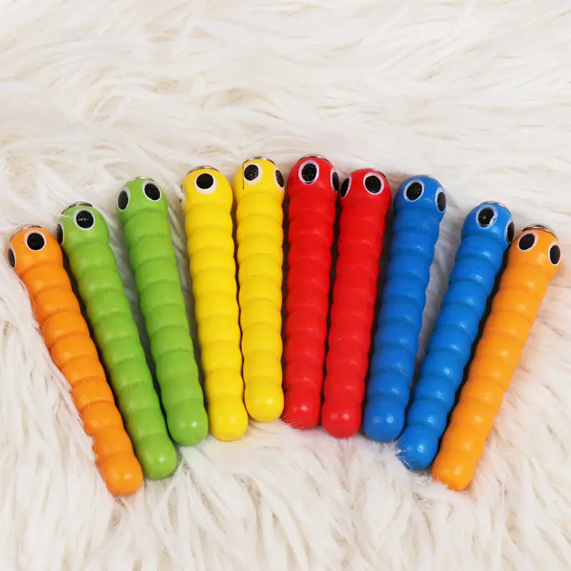 Fishing Toy Magnetic Fishing Rod 4pcs and Bugs set Kids Wooden Caterpillar 20PCS Magnet Fishing Game Accessories for 2 Year Baby