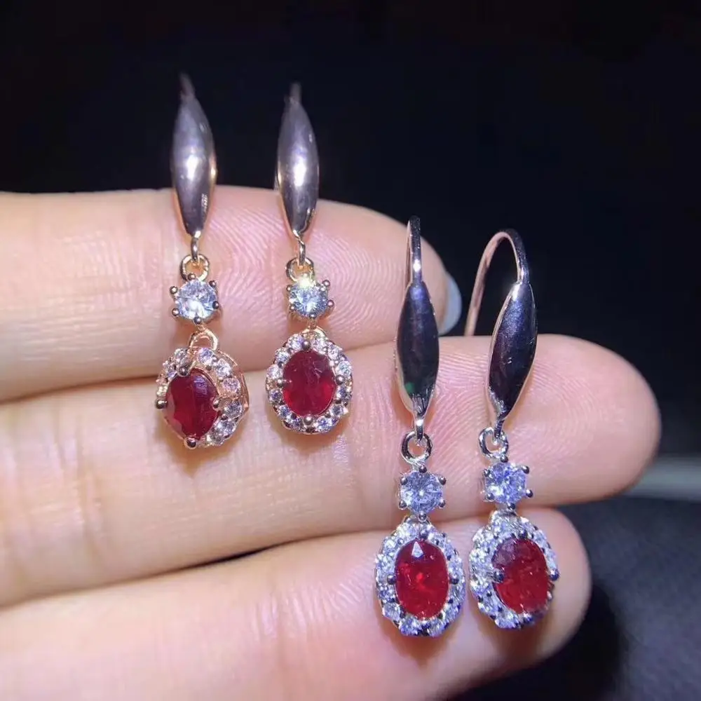 

KJJEAXCMY бутик ювелирных изделий, женские серьги из стерлингового серебра 925 пробы с инкрустацией из натурального рубина, тест поддержки