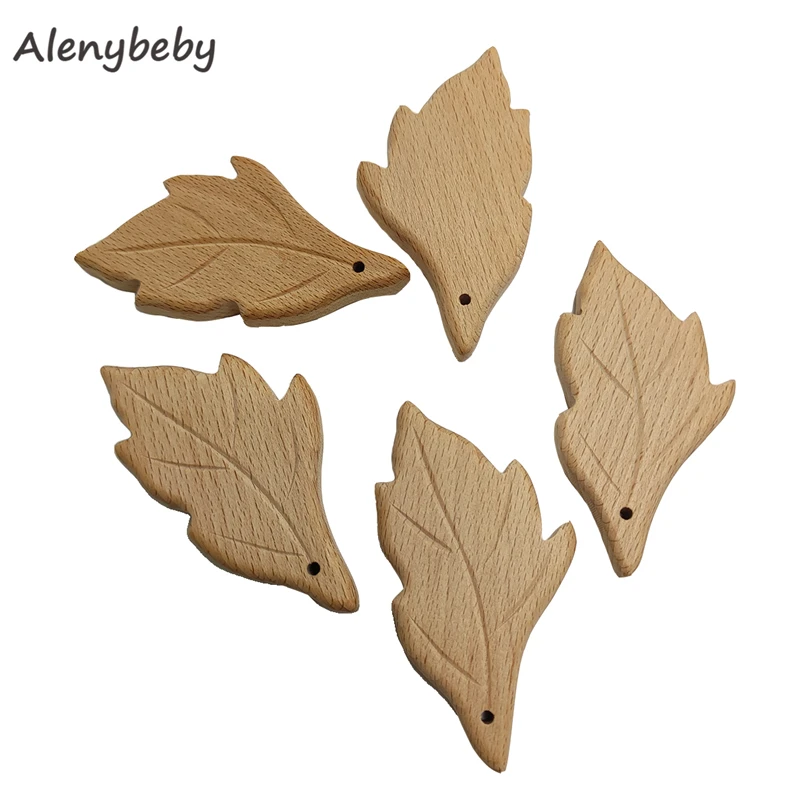 

Wood Teether Natural Animal Leaf Shape Baby Teething Nursing Beech Wooden Teether for babies Organic DIY Necklace Pendant Toy