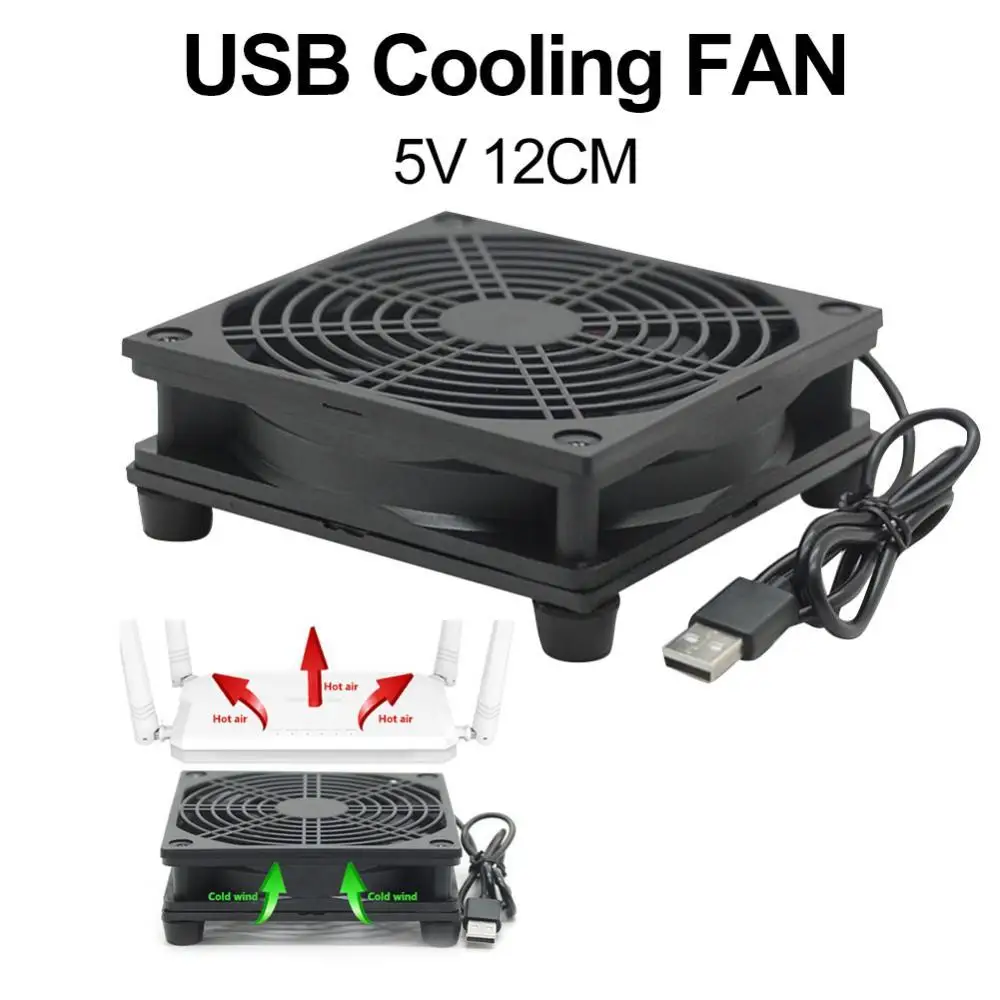 12cm 5V USB Router Cooling Fan Power TV Set-Top Box Router Radiator Cooler Desktop Air Cooling Fan Router Computer Cooler Fan