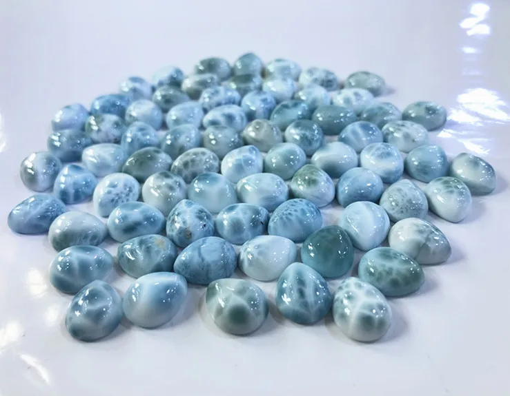 Natural Larimar Cabochon Tear Drop gemstone beads CABS For Jewelry Making Rings Pear Shape Face Pendant Accessories