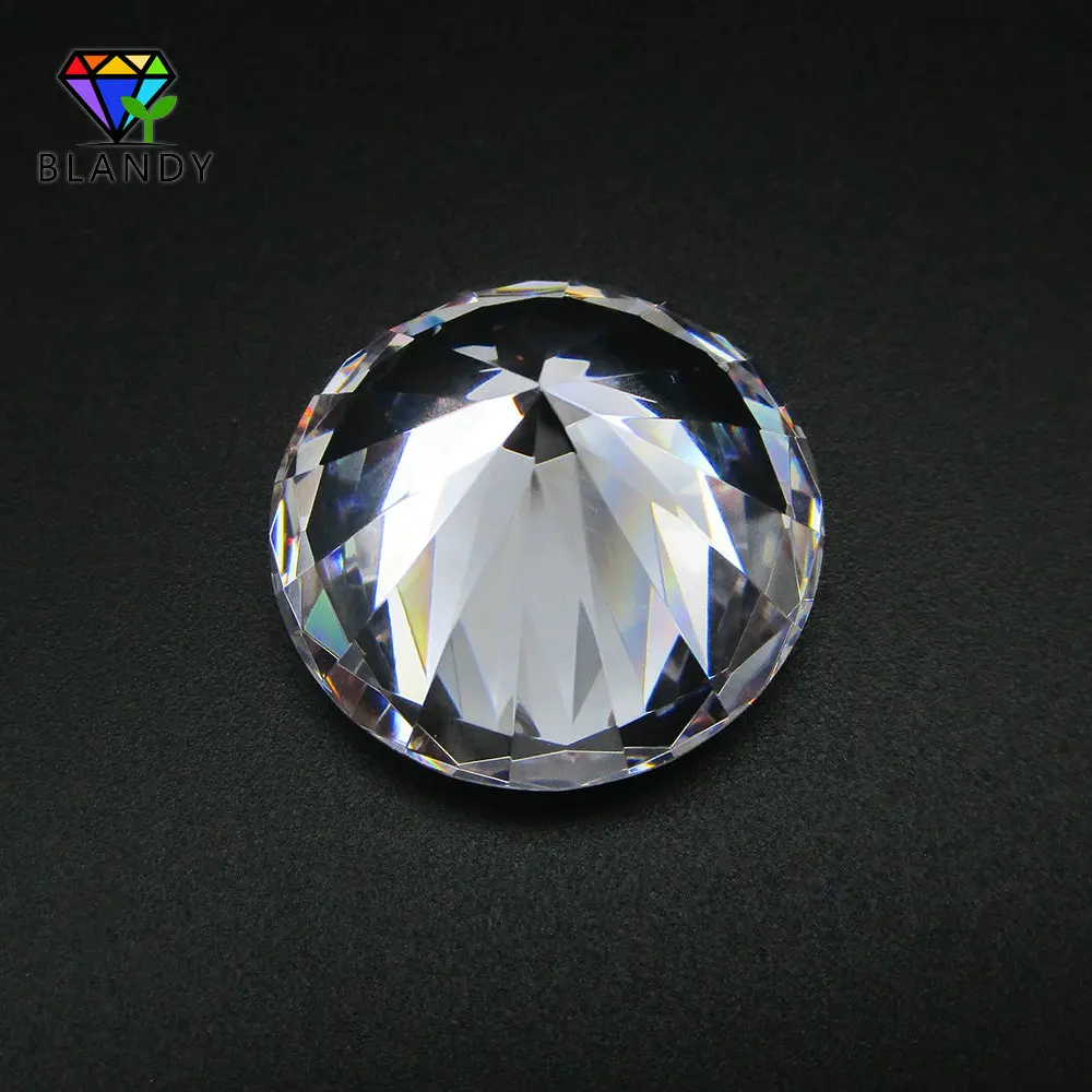 Free Shipping 1pc/lot 5A Quality Round Brilliant Cut Pink CZ Stone 18~40mm White Synthetic Cubic Zirconia Stone For Jewelry