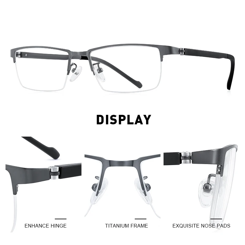 MERRYS DESIGN Men Titanium Alloy Glasses Frame TR90 Legs Myopia Prescription Eyeglasses Business Style Optical Frame S2203