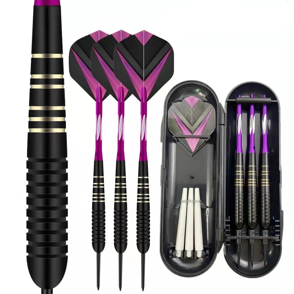 3pcs/set Professional Darts Free Carry Box 23g Total Length 16.5cm Black Golden Color Steel Tip Darts With Aluminum Shaft