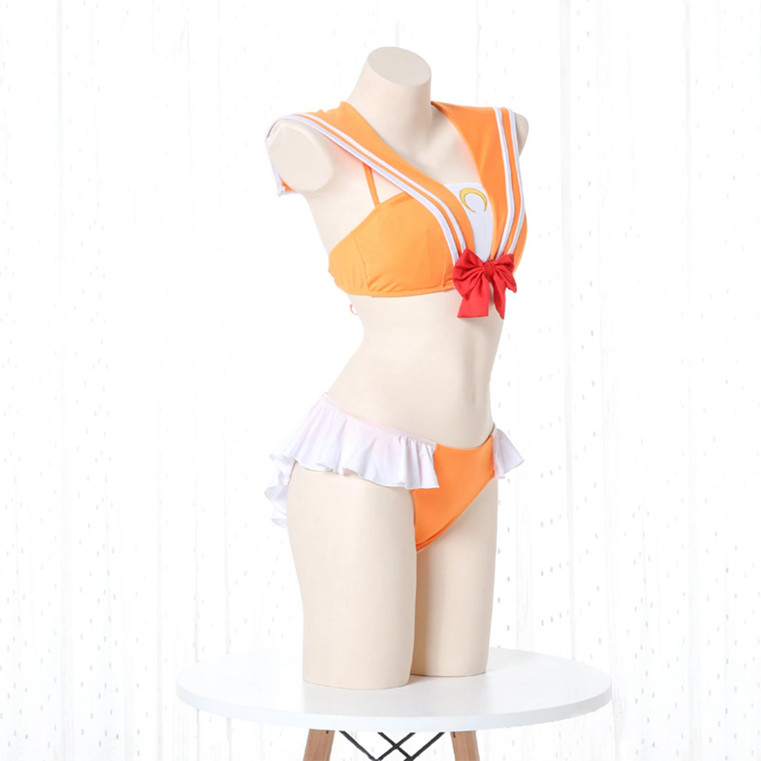 Nuove donne sveglie Sexy Lingerie arancione Body Sailor Suit intimo costumi da bagno sorella Lingerie Set Sexy Cosplay uniforme all'ingrosso