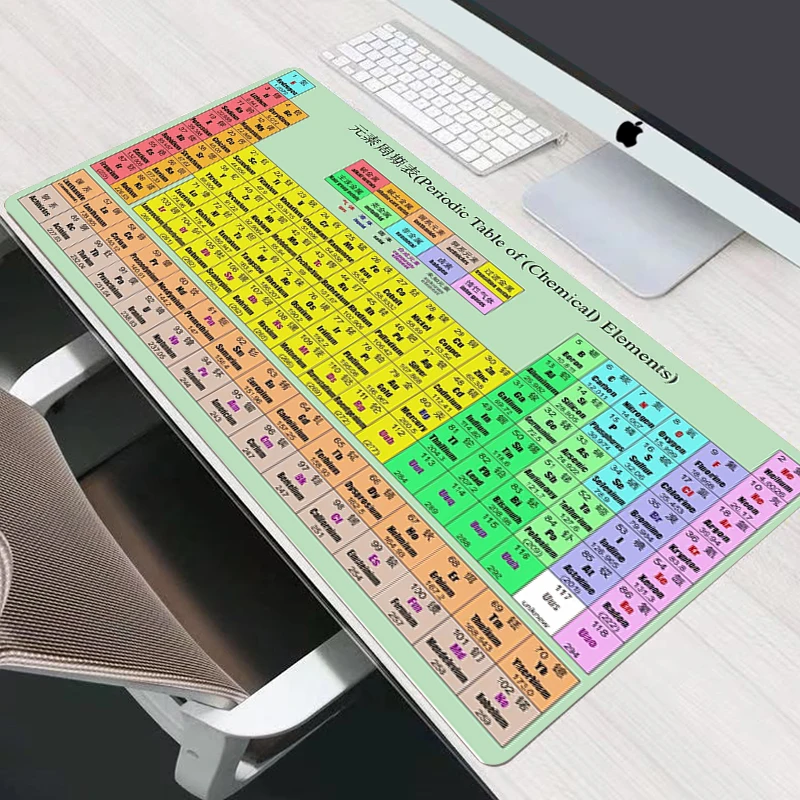 대형 컴퓨터 마우스 패드, 책상 매트, 게이머 게이밍 키보드 마우스 패드, PC 게이머 액세서리, 원소 주기 표, Mausepad Xxl