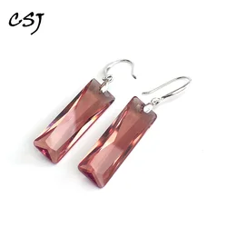 CSJ Rectangular Shape Zultanite Earrings Sterling 925 Silver Created Color Change Earring for Women Wedding Fine Jewelry Gift