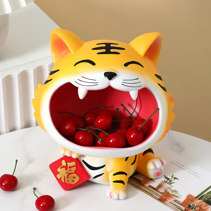 

Creative new Tiger cartoon storage hallway living room home furnishings tiger Cat candy key chain storage bucket