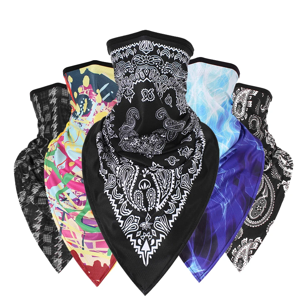 Multifunctional Printing Half Face Mask Balaclavas Triangle Scarf Motorcycle Cycling Ski Bandanas Neck Warmer Face Shield