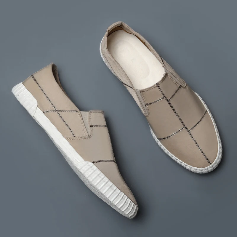 2023 Fashion Men\'s Canvas Sneakers Shoes Spring Male Tide Slip On Driving Loafers Ventilation Light Vulcanize Flats M9070