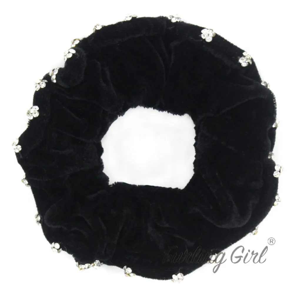 Furling Girl 1PC Velvet Hair Scrunchies with Crystals 9 Designs Elastic Hair Bands Ponytail Holder Hair Accessories for Women