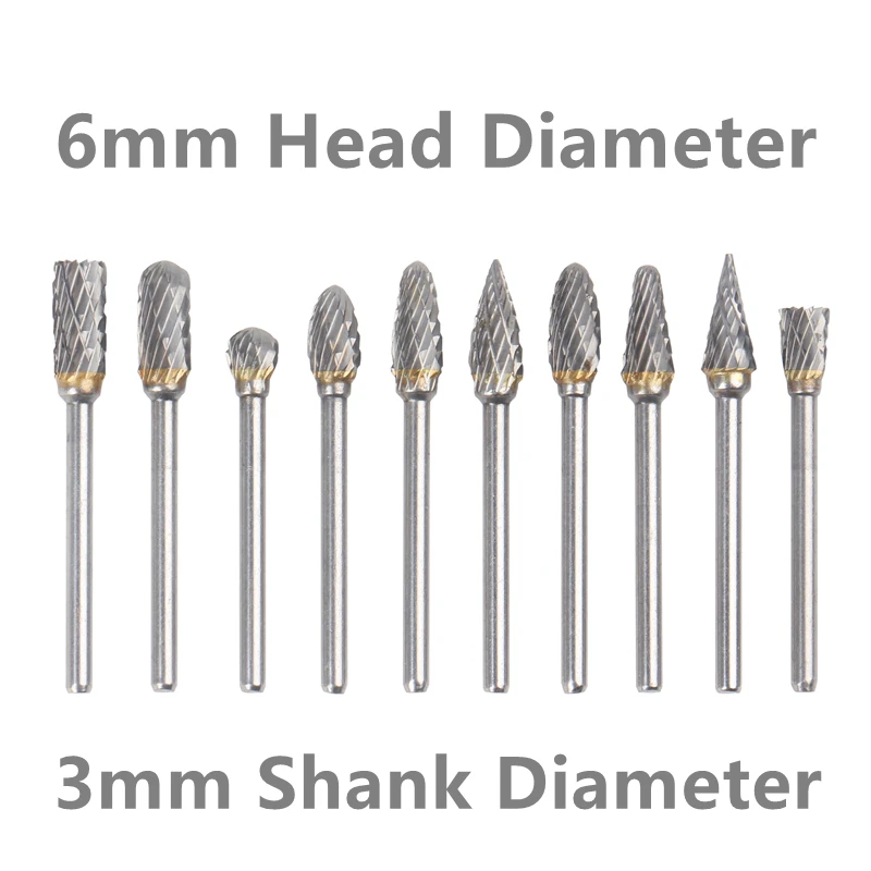 Imagem -02 - Versery-double-cut Tungsten Carbide Rotary Burr Grupo Ferramentas de Fresagem para Alumínio Cobre e Madeira Moagem mm Shank 10 Pcs