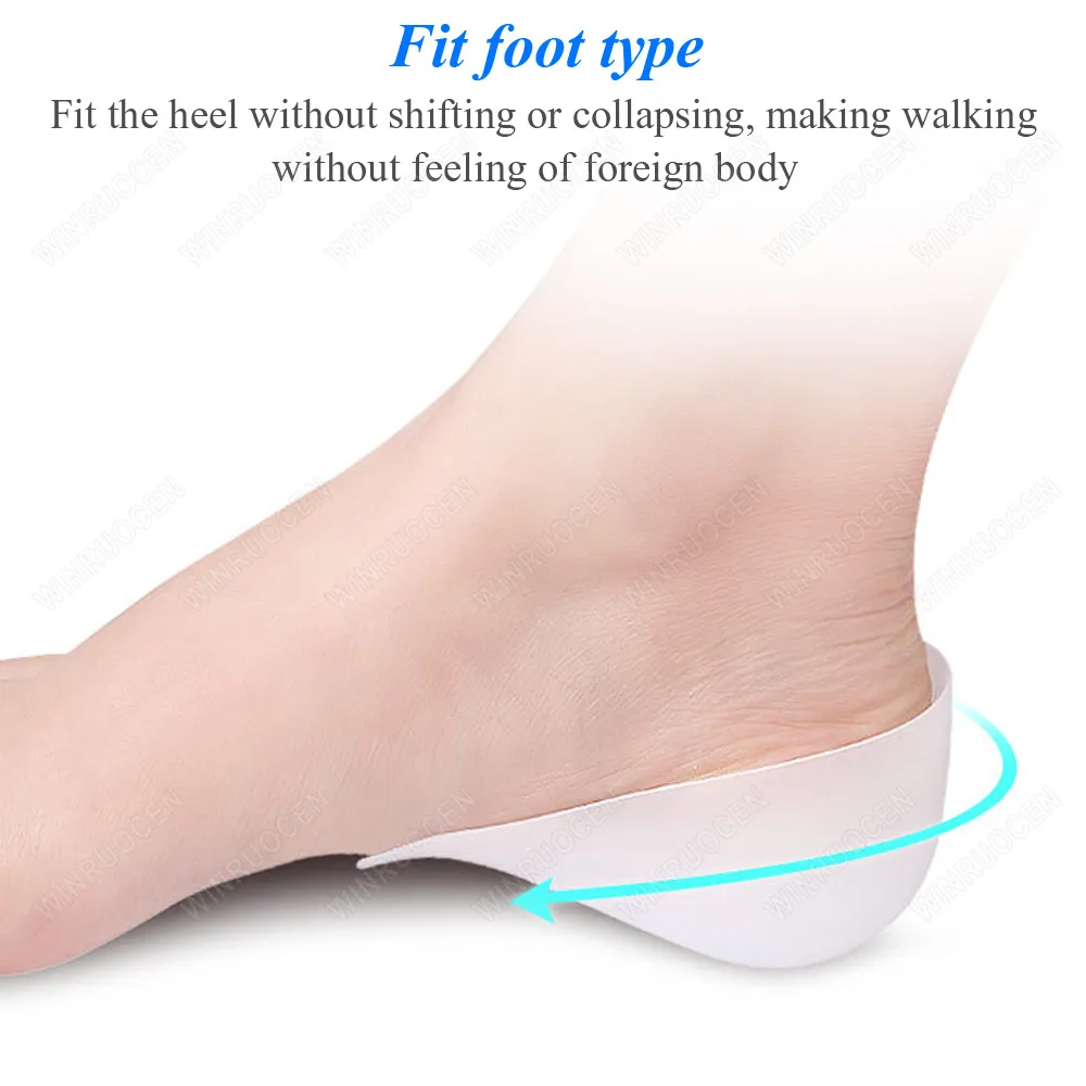 Silicone Invisible Inner Height Insoles Lifting Increase Socks Outdoor Foot Protection Pad Men Women Heel Cushion Hidden Insole