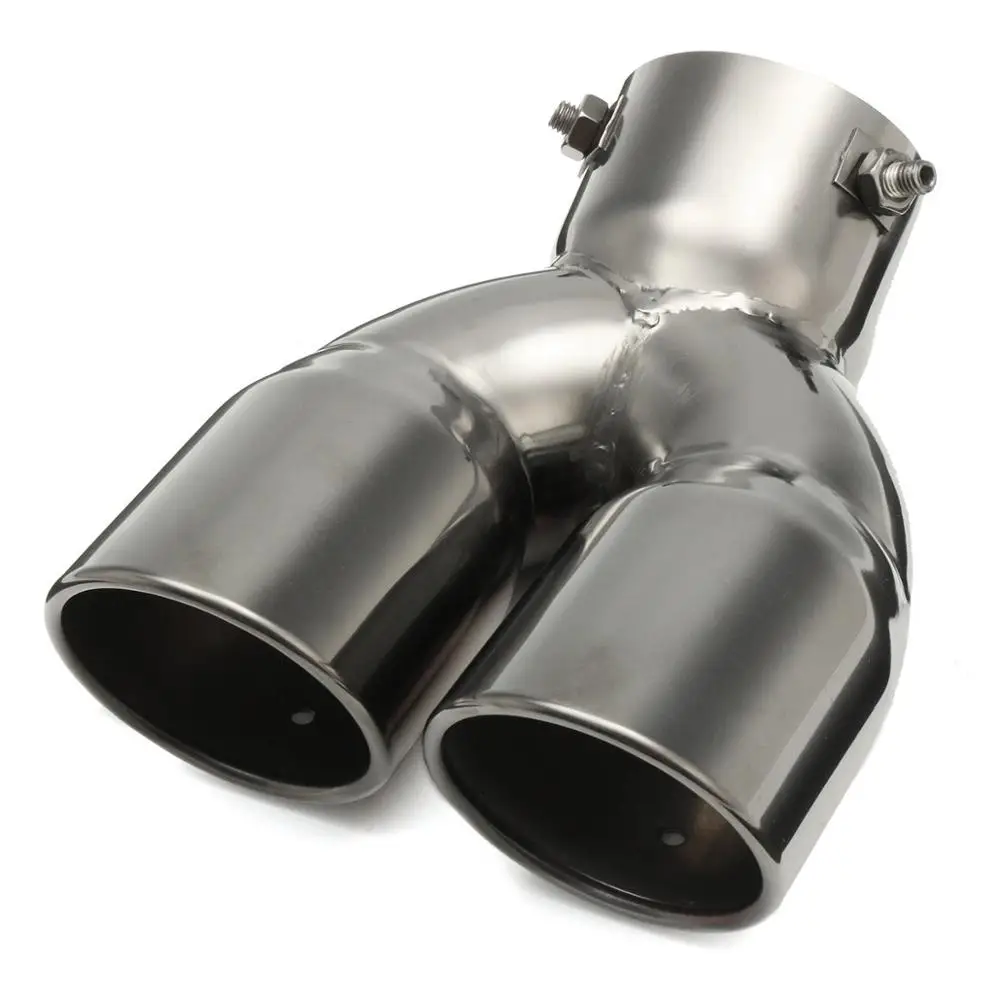 Universal Car Dual Exhaust Tip Exhaust Pipe 76mm Inlet 66mm Outlet Tail Muffler Rear Tube