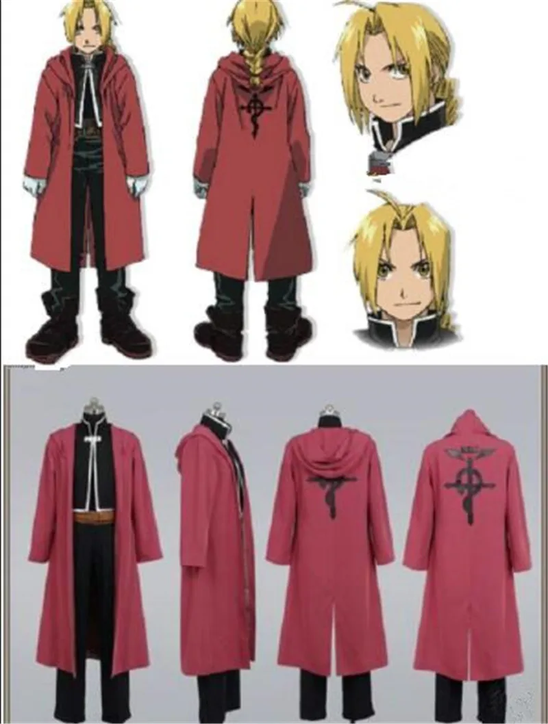 Fullmetal Alchemist Edward Elricคอสเพลย์เครื่องแต่งกายชุดชุดเครื่องแต่งกายฮาโลวีนเครื่องแต่งกายสำหรับผู้หญิงผู้ชายที่กำหนดเองทำ