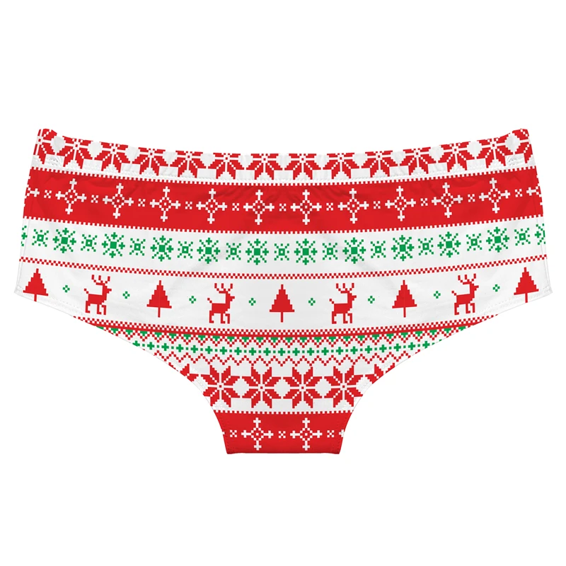 Cute Christmas Snowflake Print Girly Underwear Sexy Low-Rise Panties Comfortable Seamless Female Briefs Temptation Lingerie