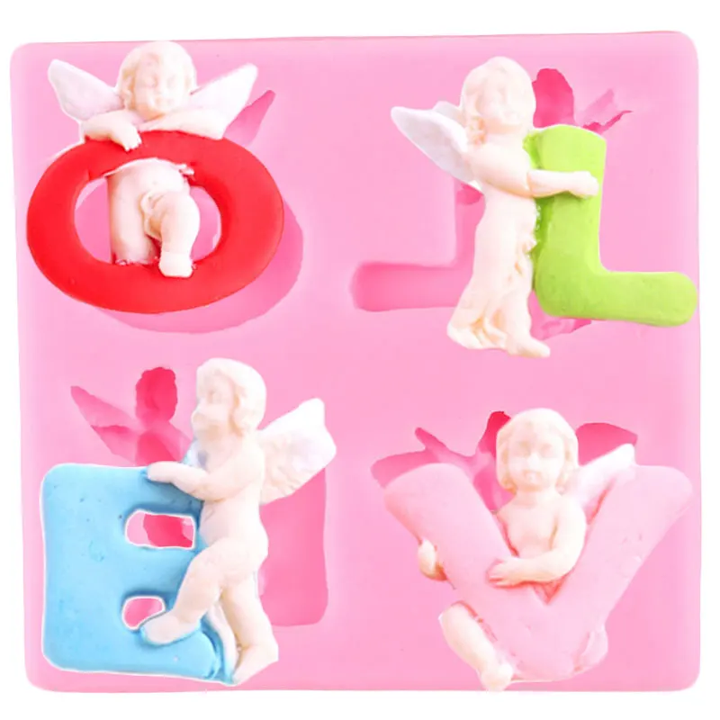 

Angel Alphabet Silicone Mold DIY Wedding Cupcake Topper Fondant Molds Cake Decorating Tools Candy Polymer Clay Chocolate Moulds