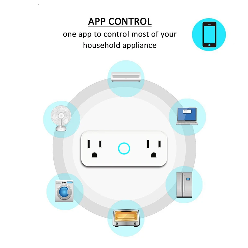 Mini WiFi Smart Socket US Standard Dual Outlet Wall Switch Plug Work with Amazon Alexa Google Home Voice Control  Socket