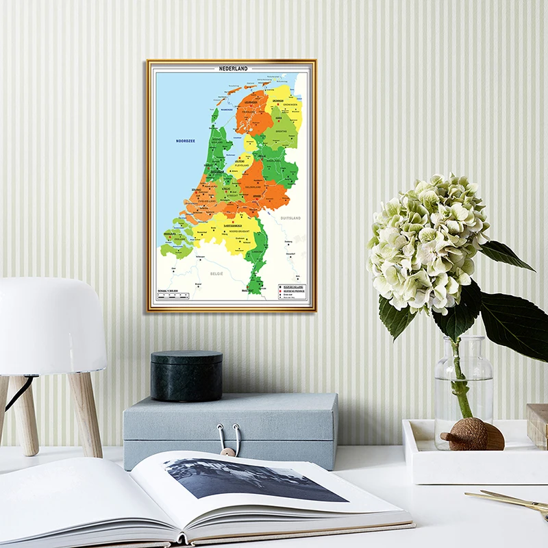 قماش المشارك الهولندية سلسلة هولندا s خريطة 42*59 سنتيمتر مشرق اللون طلاء جدران ديكور المنزل للتعليم اللوازم المدرسية