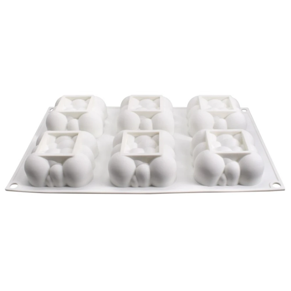 6 Cavity Square Clouds Shape Silicone Mould 3D Bubble Cake Mold Pan For Baking Form Mousse Moulds Dessert Cake Decorating Tools