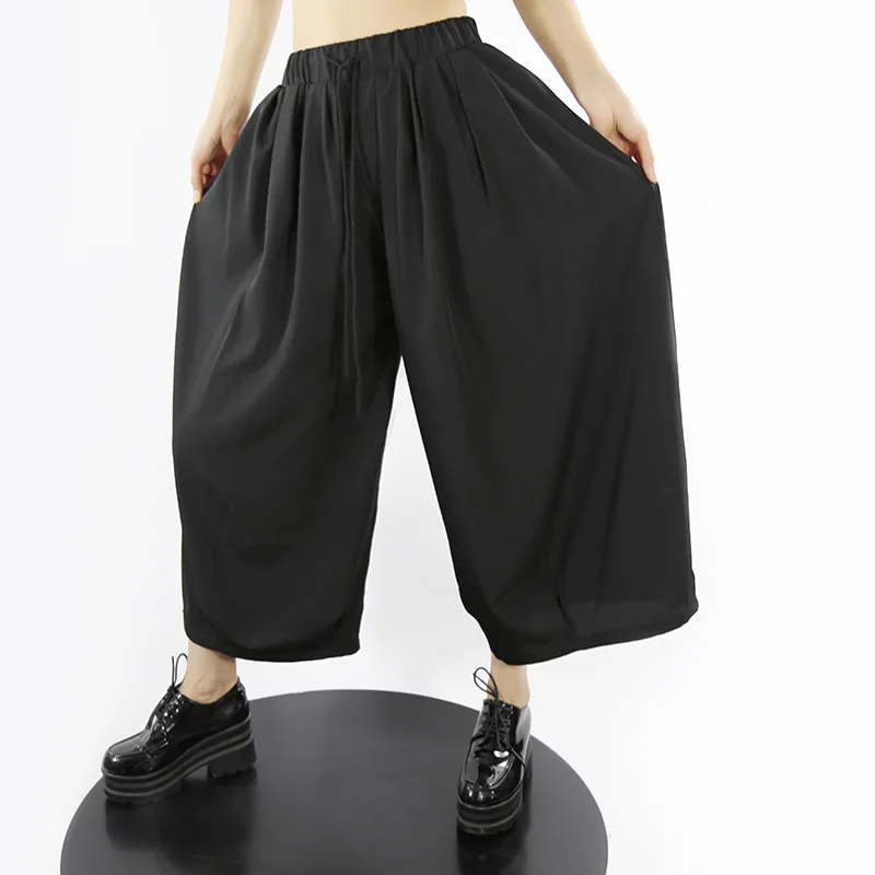 Ladies Wide Leg Pants Spring And Autumn New Hong Kong Style Japanese Casual Simple Dark Yamamoto Casual Pants Nine Minutes