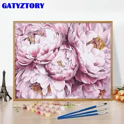 GATYZTORY dipingi per numero peonia rosa disegno su tela regalo immagini fai da te con i numeri kit di fiori arte dipinta a mano decorazioni per la casa