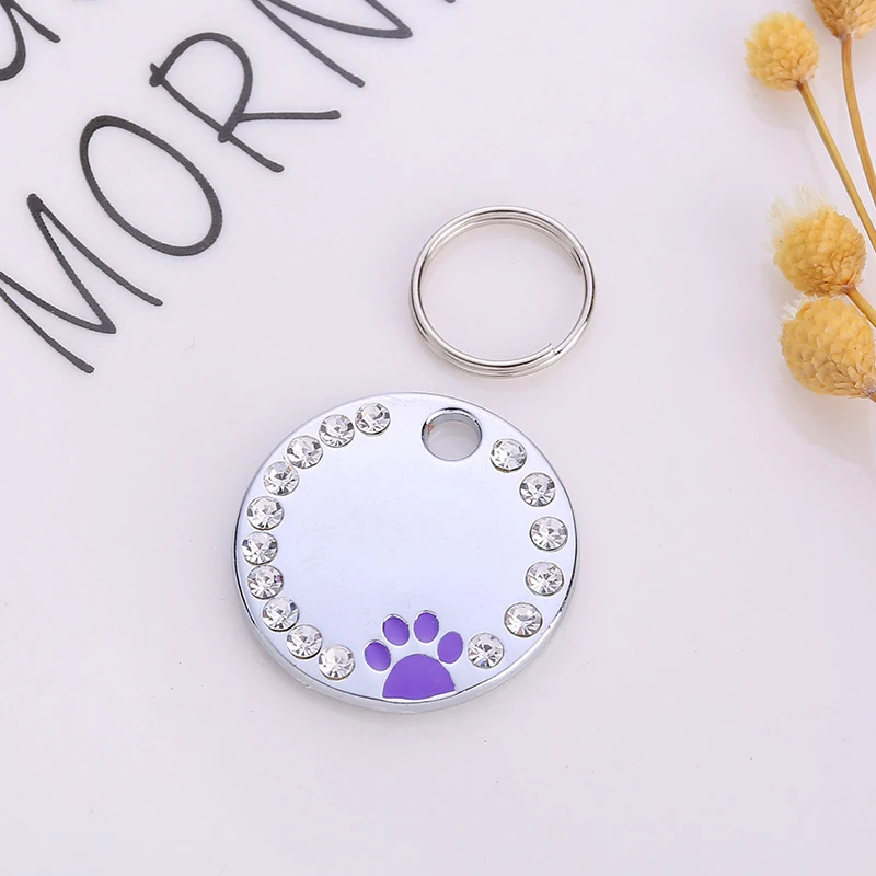 LLavero de Metal con placa de identificación personalizada para mascotas, accesorio para Collar, con grabado gratis