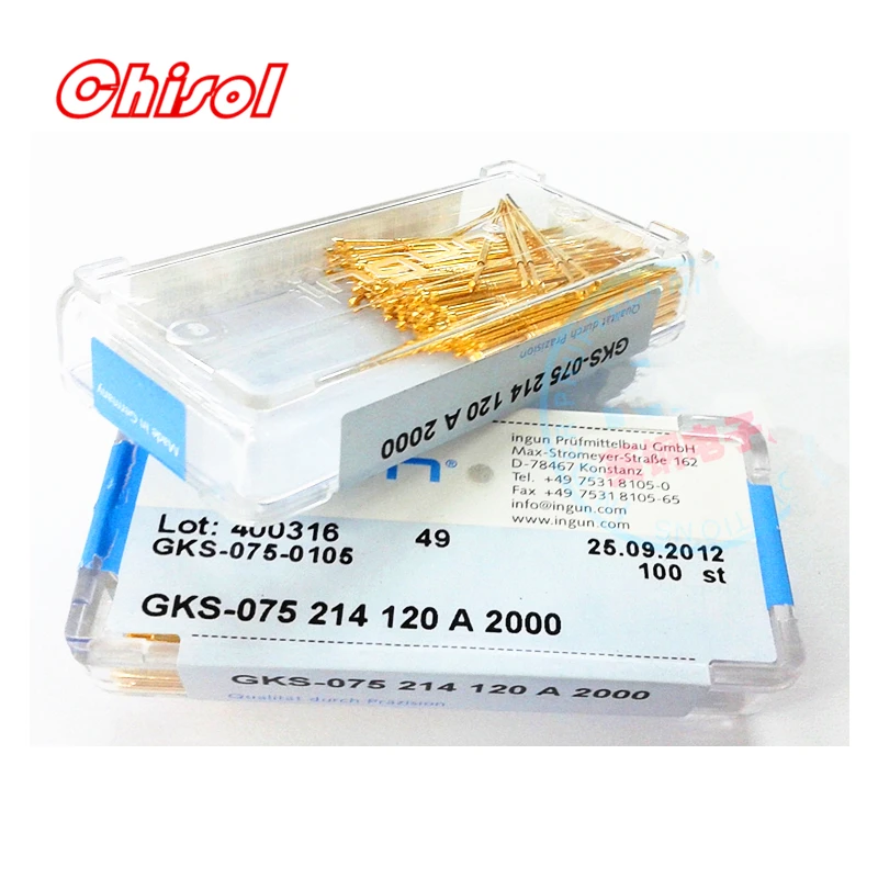 Original INGUN 100pcs/set 1.2mm Head Test Needle GKS075214120A2000 GKS075214120A2800 Spring Probe Small Four-Claw Test Pins