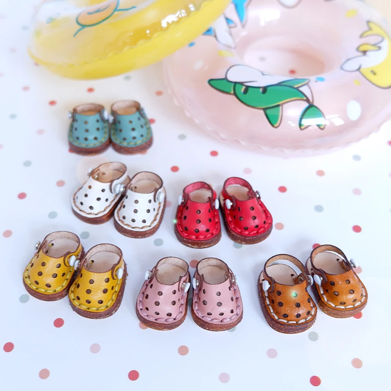 OB11 Doll Shoes Cowhide Hole Shoes Sandals Baby Clothes for Obitsu11, YMY, GSC Body,  1/12BJD Doll Accessories Toy Shoes